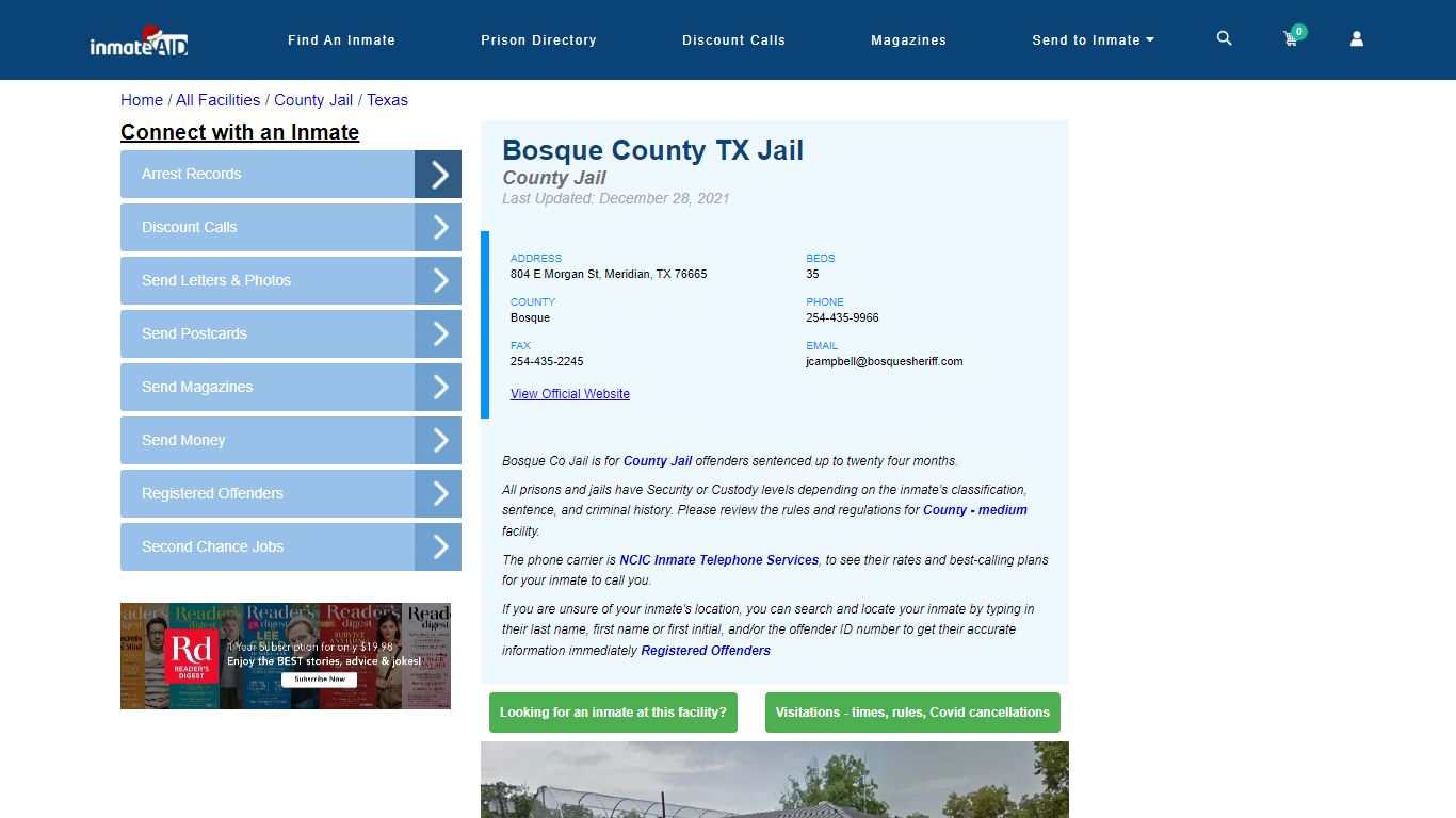 Bosque County TX Jail - Inmate Locator - Meridian, TX