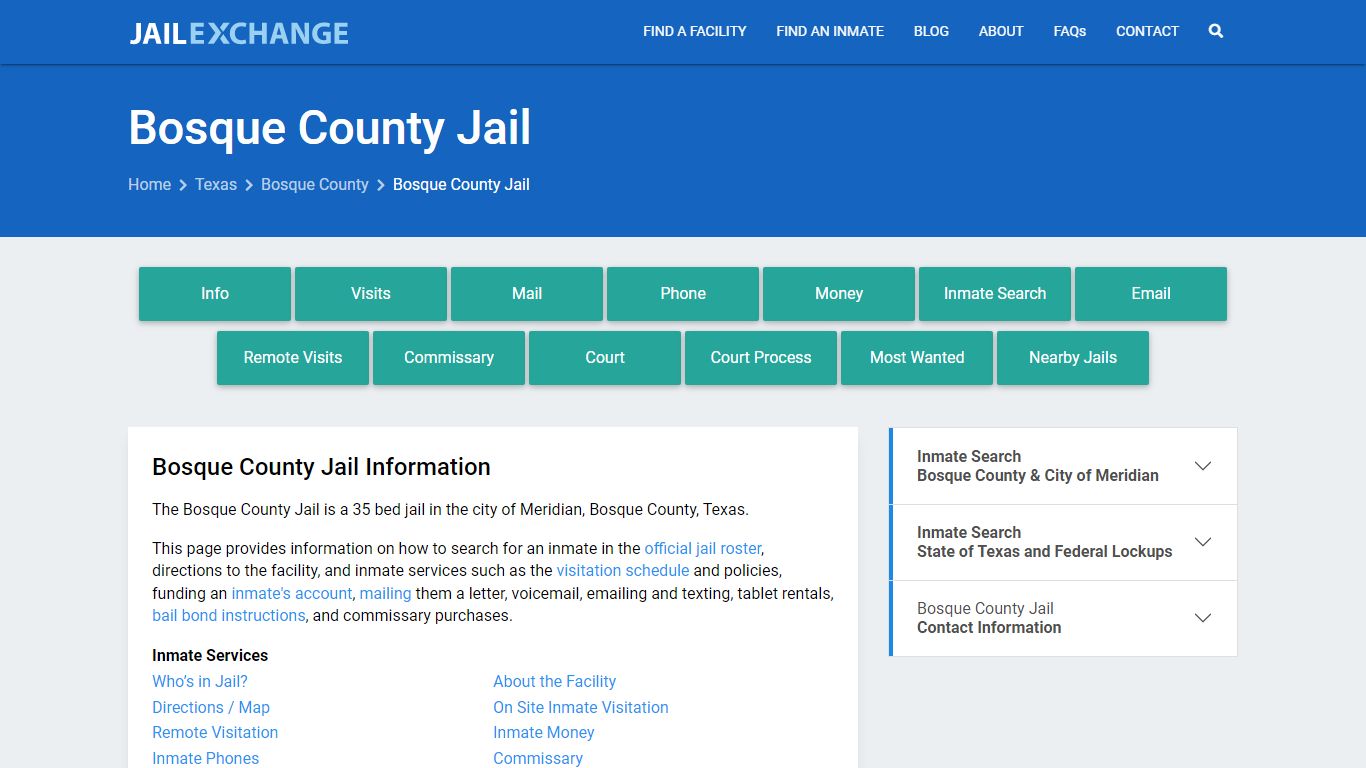 Bosque County Jail, TX Inmate Search, Information